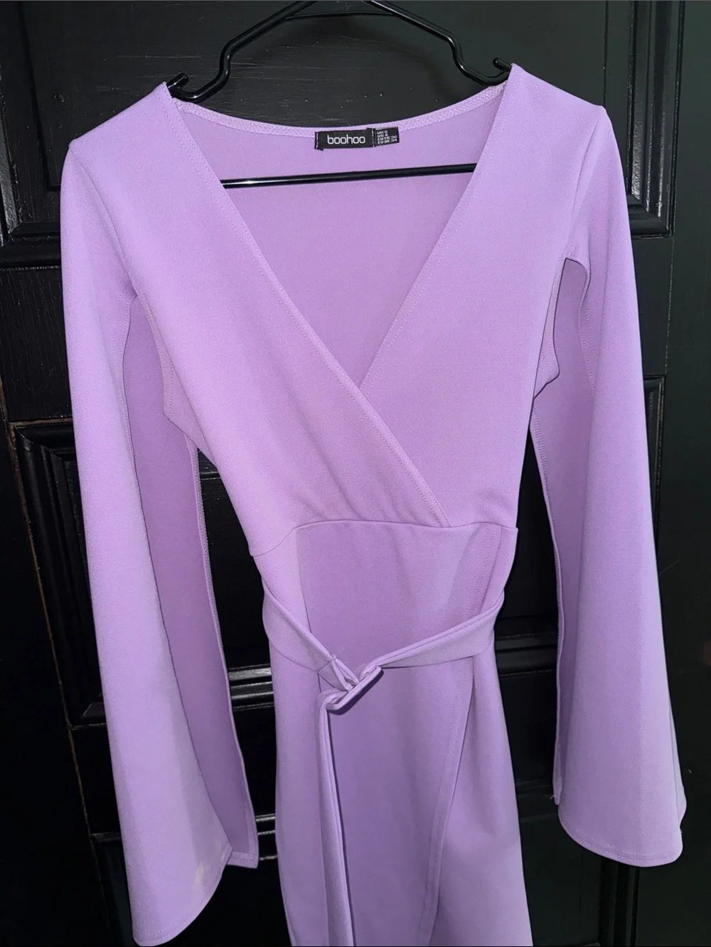 Boohoo Lilac Wrap Midi Dress with Self-Tie Waist